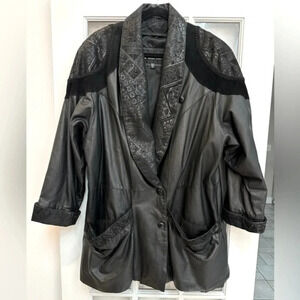 Vintage Wilson’s Leather 80s Glam Rock Black Genuine Leather Jacket Coat Size XL